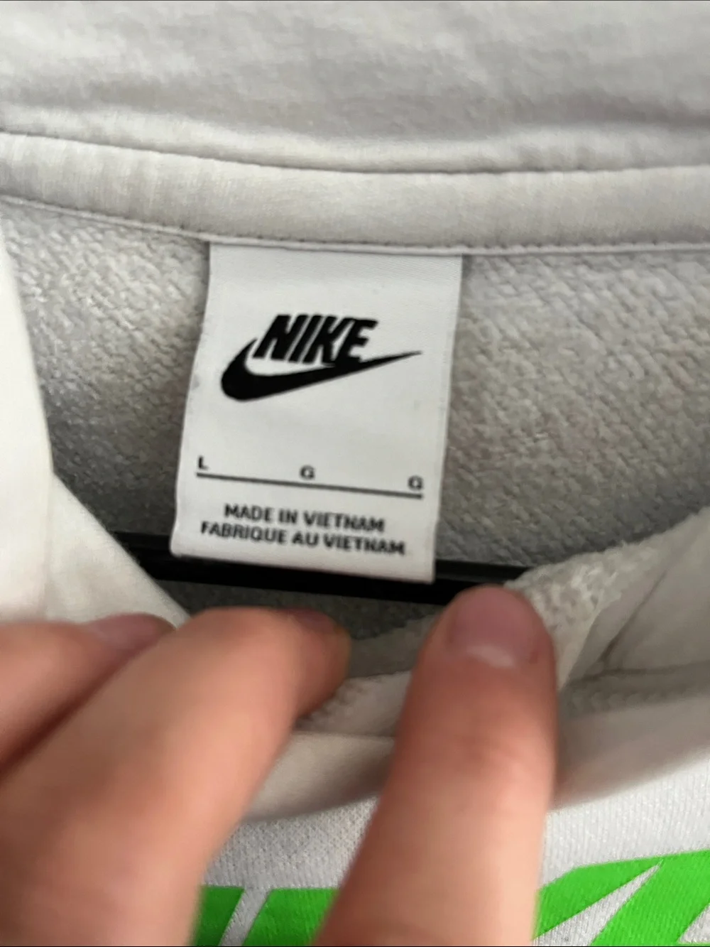 Nike White Hoodie with Bright Green Logo and Teal Swoosh